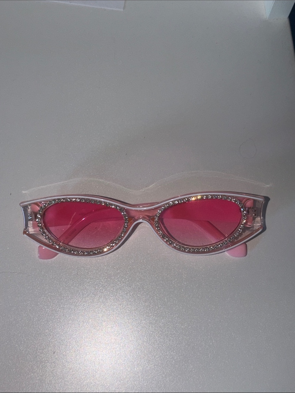 Pink Crystal-Trim Cat Eye Sunglasses